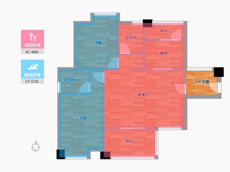 四川省-成都市-泽瀚峰景A户型81㎡-66.00-户型库-动静分区