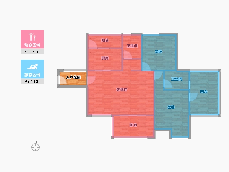 四川省-成都市-泽瀚峰景B户型83㎡-89.61-户型库-动静分区