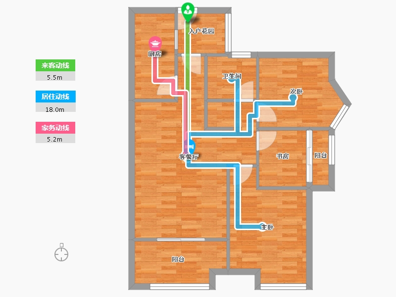 四川省-成都市-泽瀚峰景C3户型81㎡-71.44-户型库-动静线