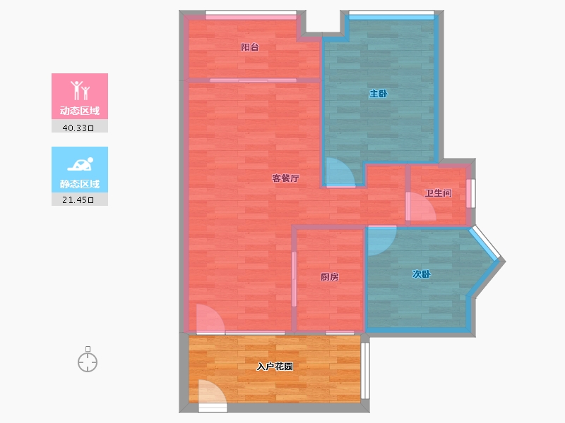 四川省-成都市-泽瀚峰景A2户型81㎡-64.81-户型库-动静分区