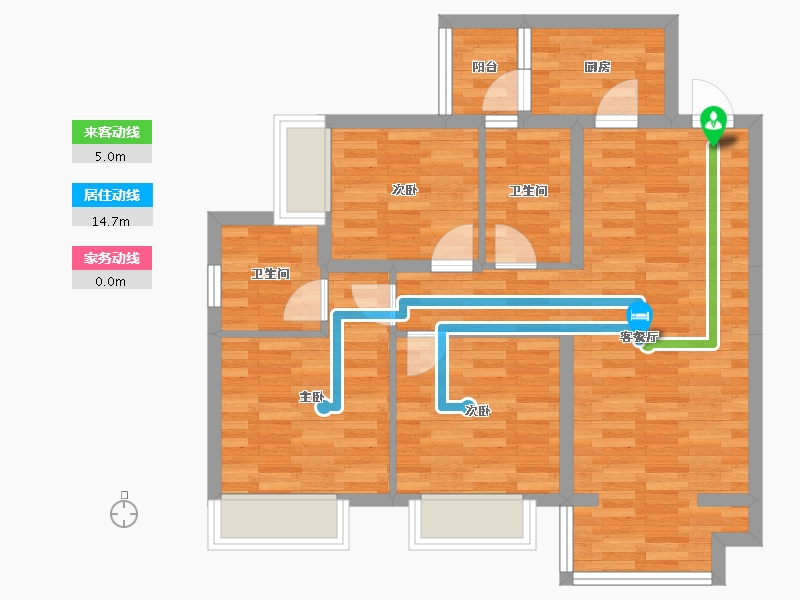 四川省-成都市-缤纷翡翠湾F3户型97m²-73.73-户型库-动静线