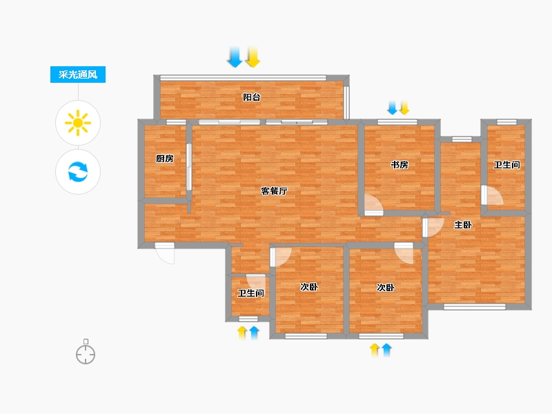 四川省-成都市-保利天汇136㎡户型136m²-116.46-户型库-采光通风