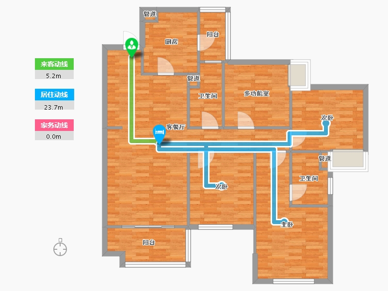 四川省-成都市-保利天汇A3户型127m²-105.24-户型库-动静线