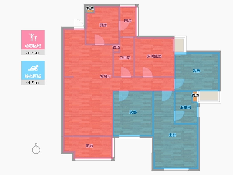 四川省-成都市-保利天汇A3户型127m²-105.24-户型库-动静分区