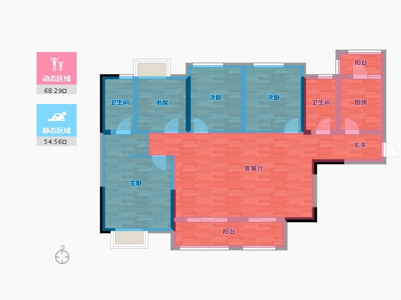 四川省-成都市-和信•玲珑府A户型144m²-109.60-户型库-动静分区