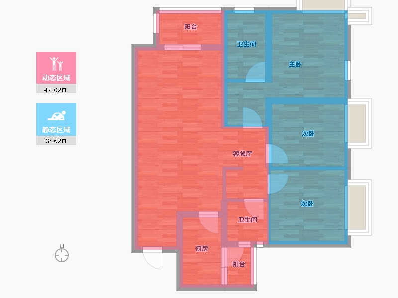 四川省-成都市-融侨悦蓉城住宅3号楼,住宅4号楼102m²-75.40-户型库-动静分区