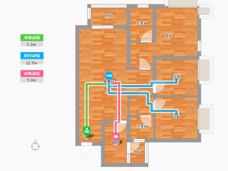 四川省-成都市-融侨悦蓉城105㎡户型105m²-75.79-户型库-动静线