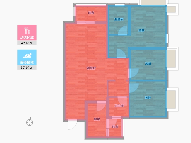 四川省-成都市-融侨悦蓉城105㎡户型105m²-75.79-户型库-动静分区