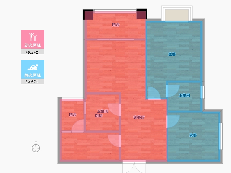 四川省-成都市-家益凤凰富居C188m²-72.40-户型库-动静分区