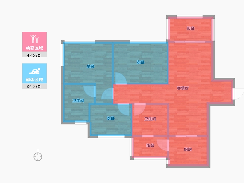 四川省-成都市-世玺30号楼,31号楼,34号楼105m²-74.16-户型库-动静分区