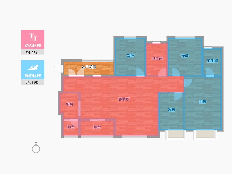 四川省-成都市-家益凤凰富居C2户型137m²-115.15-户型库-动静分区