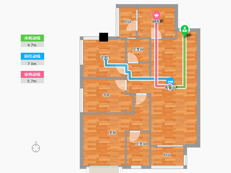 四川省-成都市-世玺29号楼104m²-84.88-户型库-动静线