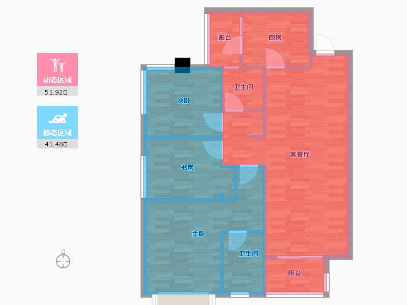 四川省-成都市-世玺29号楼104m²-84.88-户型库-动静分区