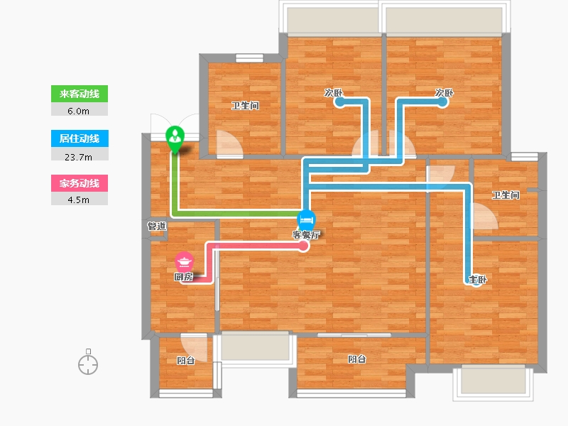 四川省-成都市-美的新城公园天下16号楼,17号楼108m²-96.35-户型库-动静线