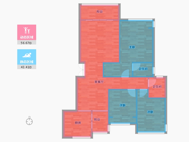 四川省-成都市-美的新城公园天下4号楼,7号楼,6号楼,8号楼,9号楼,5号楼,10号楼-90.78-户型库-动静分区