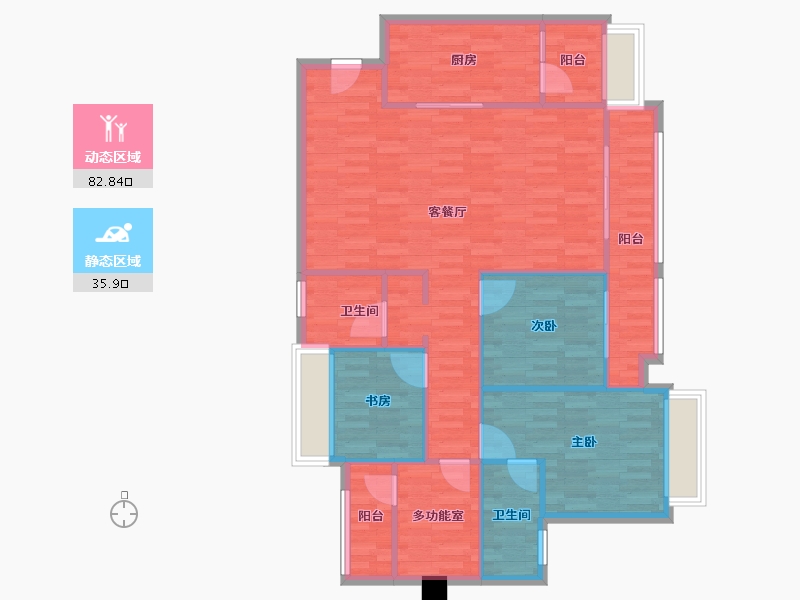 四川省-成都市-实地海棠名著11号楼,12号楼135m²-108.58-户型库-动静分区