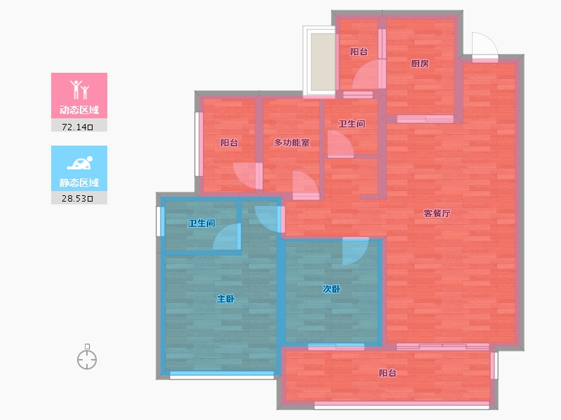 四川省-成都市-实地海棠名著20号楼112m²-89.36-户型库-动静分区