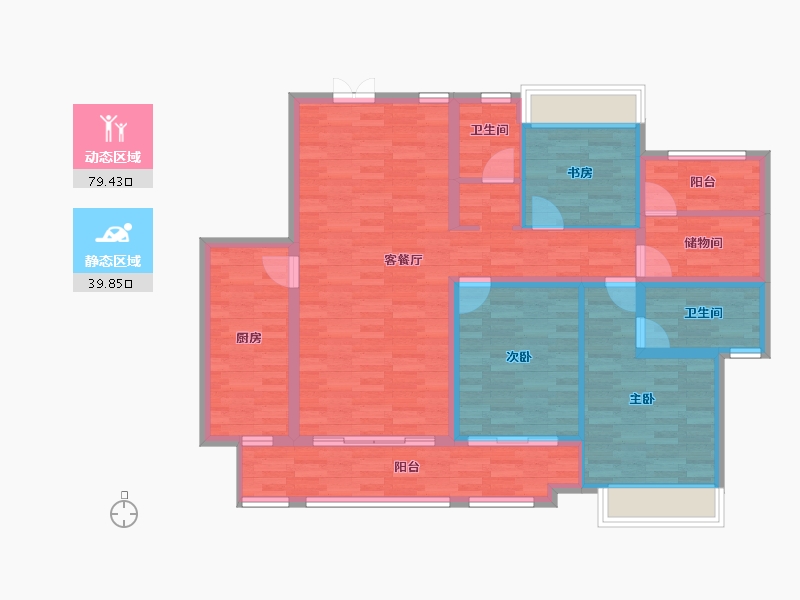 四川省-成都市-实地海棠名著13号楼,12号楼133m²-106.40-户型库-动静分区