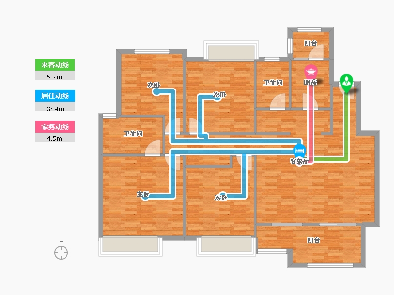 四川省-成都市-香满庭5号楼149m²-125.66-户型库-动静线