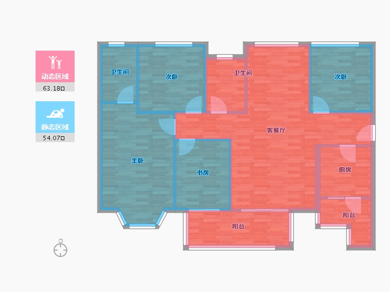 四川省-成都市-香满庭1号楼137m²-106.83-户型库-动静分区