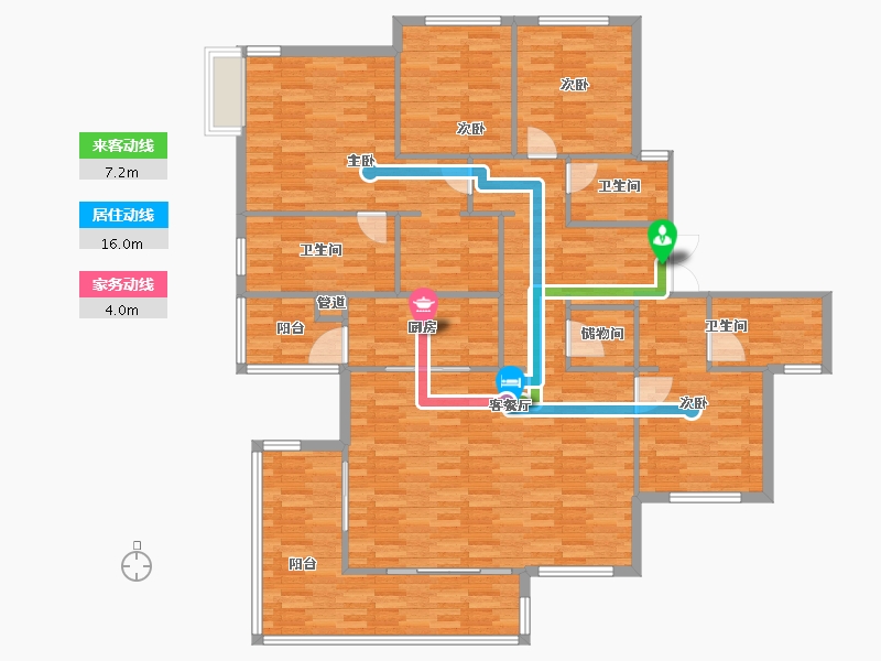 四川省-成都市-人居璟云庭D3户型203m²-161.10-户型库-动静线