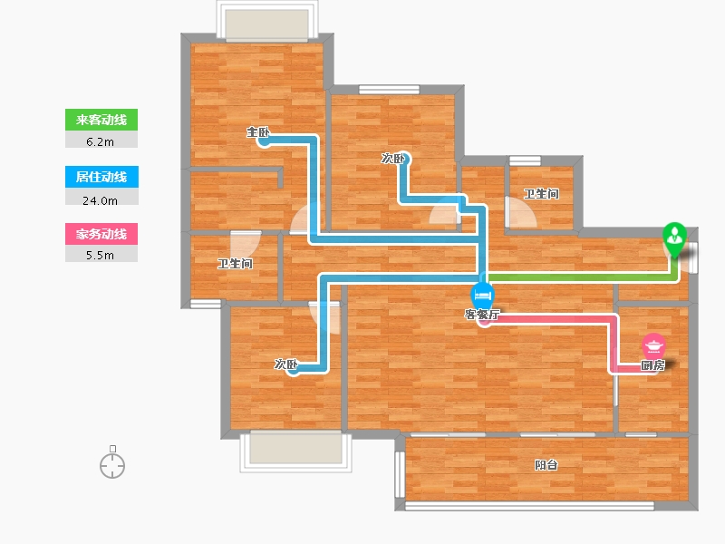 四川省-成都市-人居悦云庭D2户型122m²-101.05-户型库-动静线