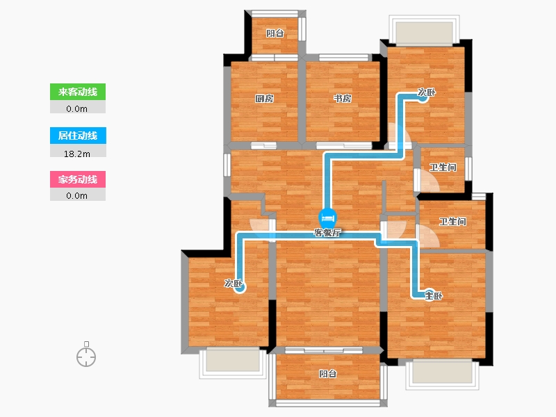 四川省-成都市-桂湖正荣府1号楼,2号楼,3号楼,4号楼,7号楼116m²-91.79-户型库-动静线