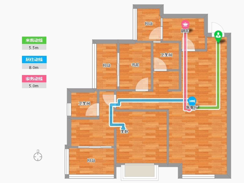 四川省-成都市-奥园棠玥府2号楼94m²-75.20-户型库-动静线