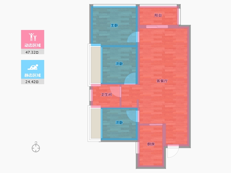 四川省-成都市-万科碧桂园公园大道4号楼,3号楼81m²-63.59-户型库-动静分区