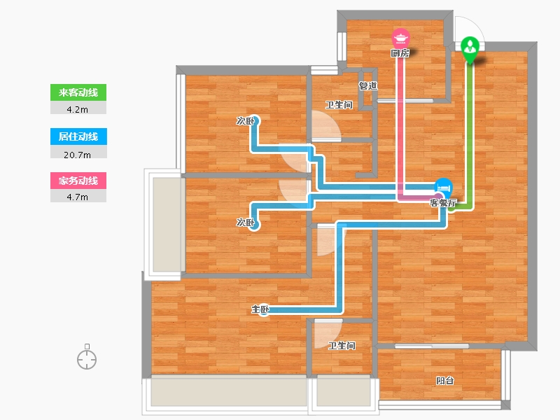 四川省-成都市-万科碧桂园公园大道6号楼97m²-73.43-户型库-动静线