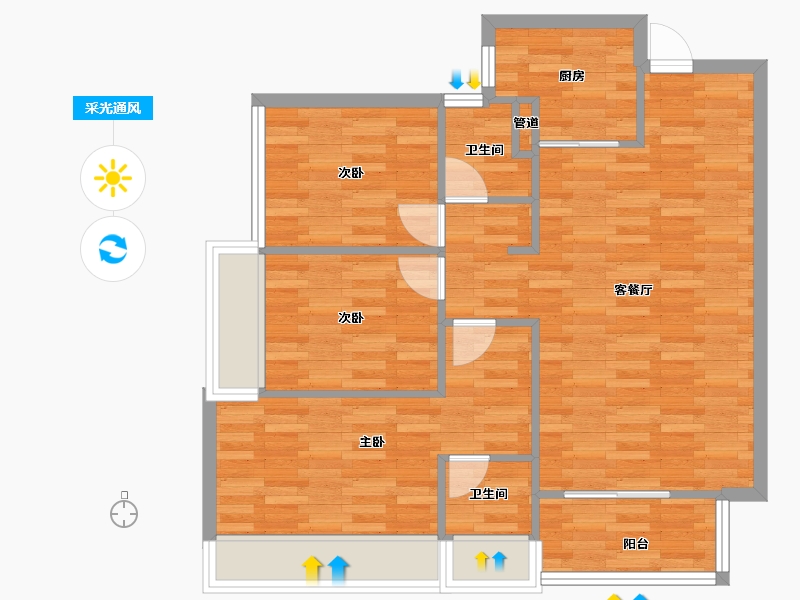 四川省-成都市-万科碧桂园公园大道6号楼97m²-73.43-户型库-采光通风