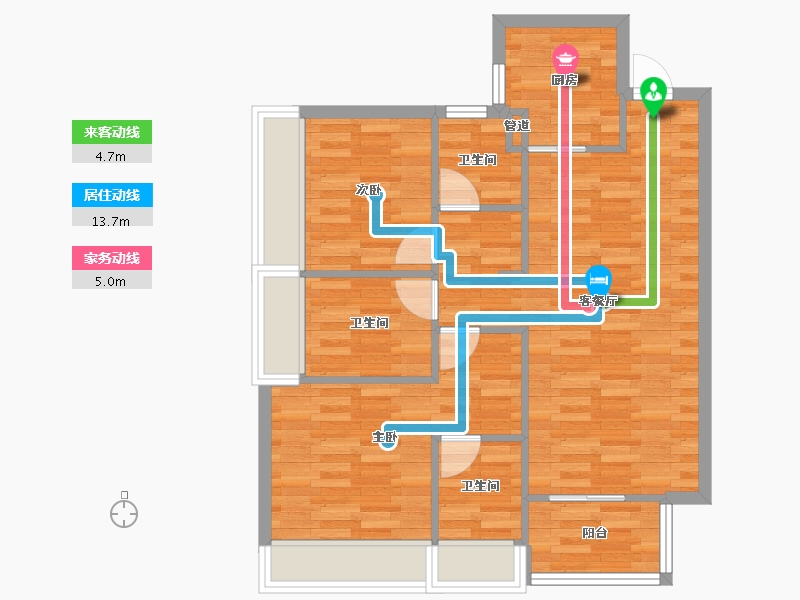 四川省-成都市-万科碧桂园公园大道4号楼92m²-73.35-户型库-动静线