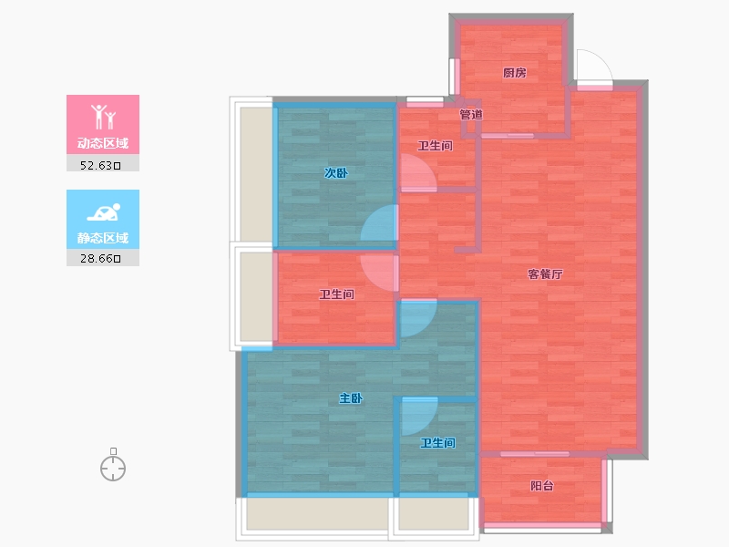 四川省-成都市-万科碧桂园公园大道4号楼92m²-73.35-户型库-动静分区