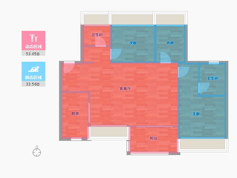 四川省-成都市-万科碧桂园公园大道6号楼,7号楼98m²-78.98-户型库-动静分区