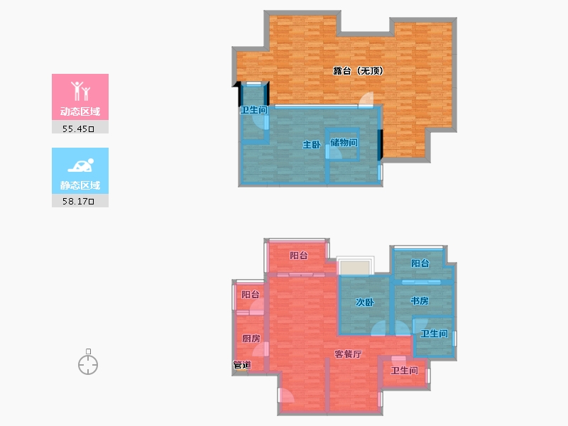 四川省-成都市-榕晟水岸丽府1号楼138m²-150.83-户型库-动静分区