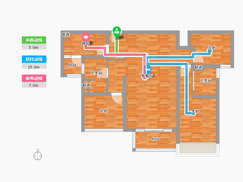 四川省-成都市-保利天和A3户型102m²-80.86-户型库-动静线