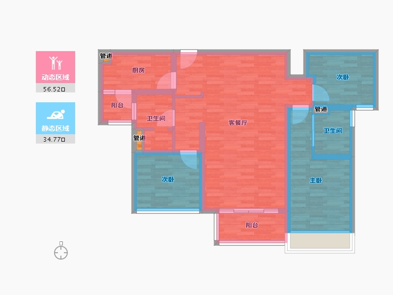 四川省-成都市-保利天和A3户型102m²-80.86-户型库-动静分区