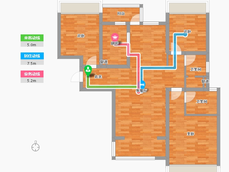 四川省-成都市-保利天和A2户型116m²-89.08-户型库-动静线