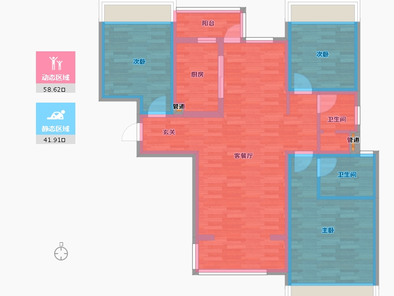 四川省-成都市-保利天和A2户型116m²-89.08-户型库-动静分区