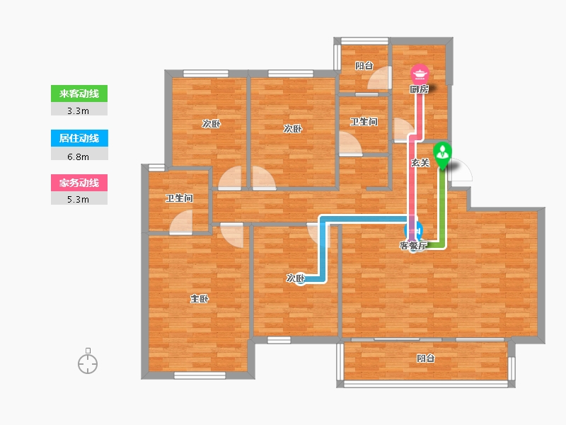 四川省-成都市-保利天和D-1户型131m²-111.43-户型库-动静线