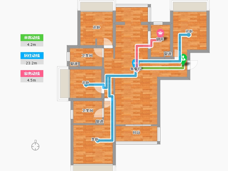 四川省-成都市-保利天和A1户型126m²-96.36-户型库-动静线