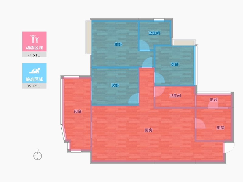 四川省-成都市-富豪公馆F5户型114m²-98.61-户型库-动静分区