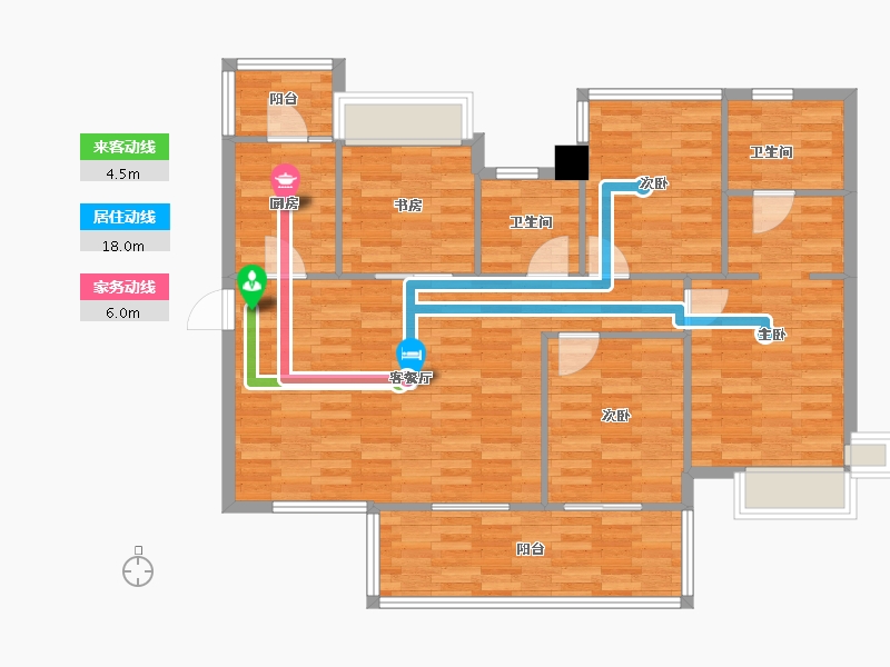 四川省-成都市-富豪公馆A2户型129m²-102.99-户型库-动静线