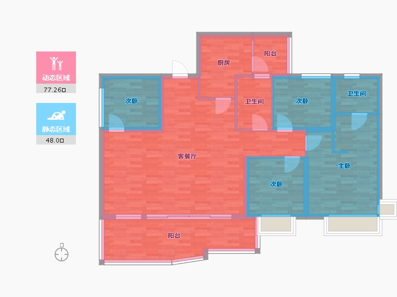 四川省-成都市-富豪公馆A3户型146m²-112.67-户型库-动静分区