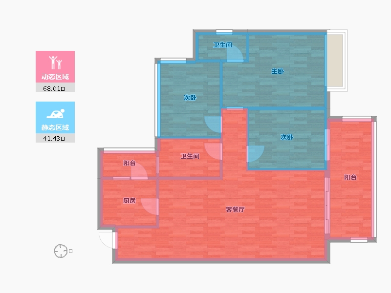 四川省-成都市-富豪公馆F6户型114m²-100.32-户型库-动静分区