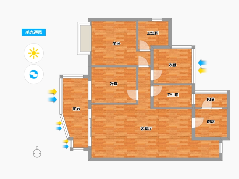 四川省-成都市-富豪公馆二期2号楼,二期4号楼113m²-96.70-户型库-采光通风