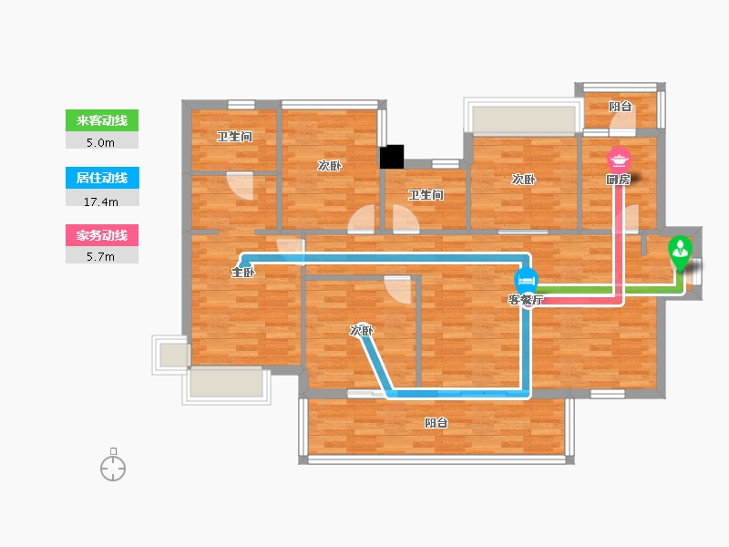 四川省-成都市-富豪公馆二期5号楼128m²-101.99-户型库-动静线