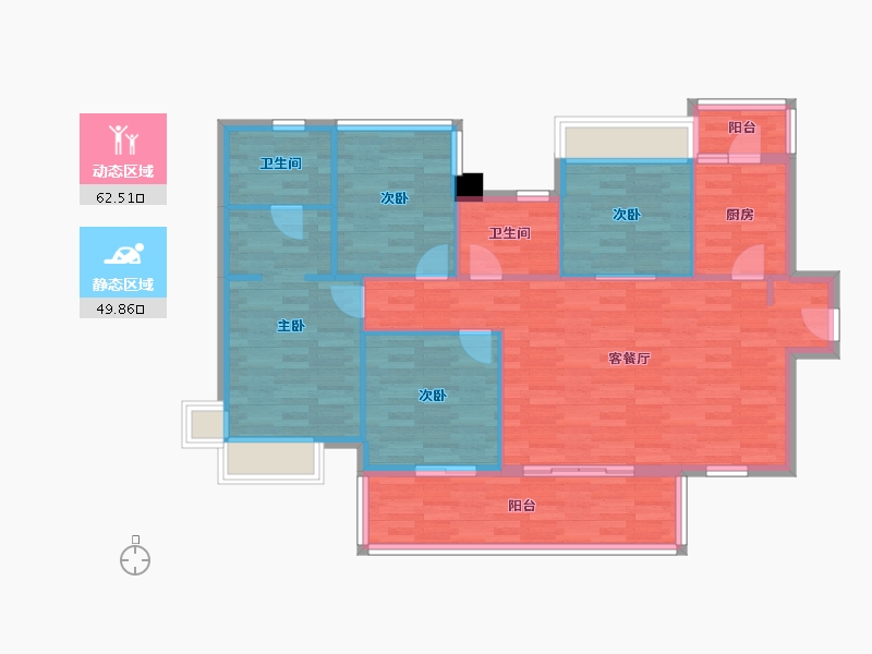 四川省-成都市-富豪公馆二期5号楼128m²-101.99-户型库-动静分区