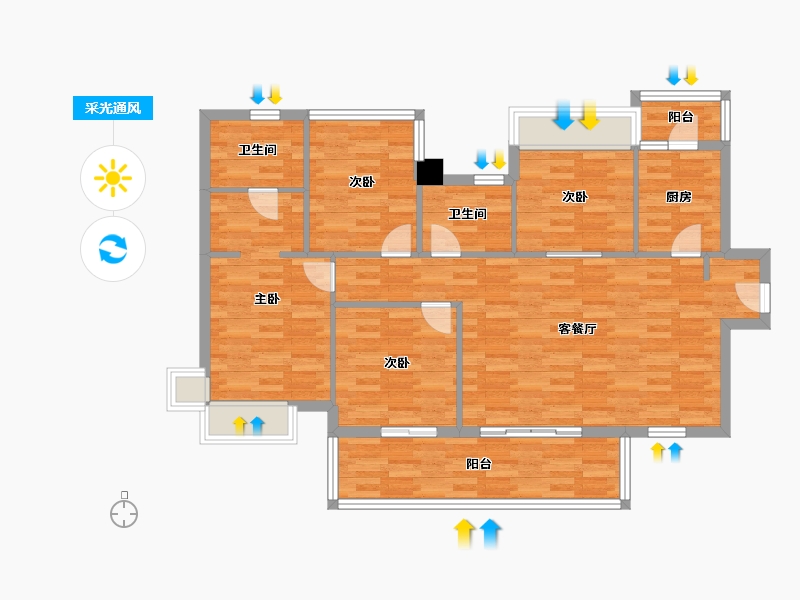 四川省-成都市-富豪公馆二期5号楼128m²-101.99-户型库-采光通风