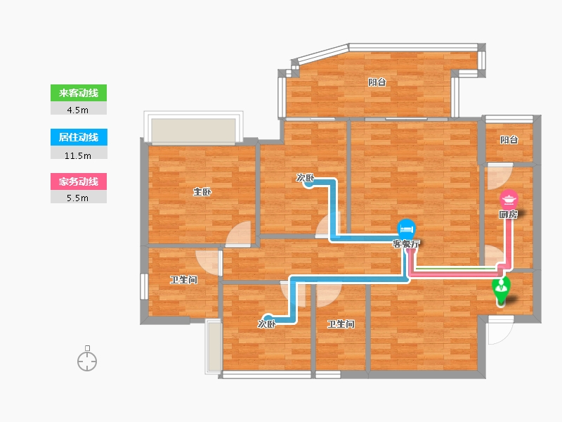 四川省-成都市-富豪公馆F3户型103m²-88.51-户型库-动静线